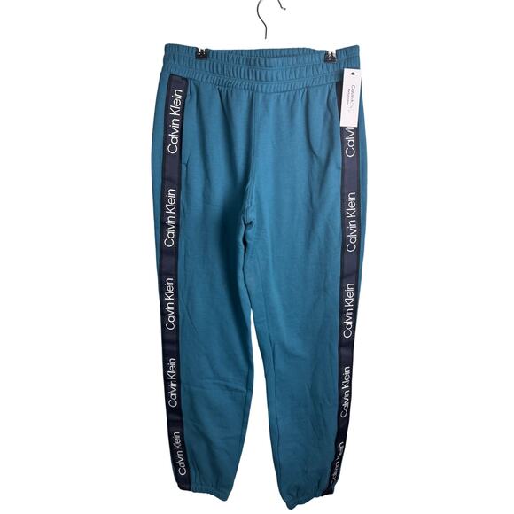 Calvin Klein Women's Fleece Logo Stripe Joggers NWOT TEAL SIZE XS - Picture 4 of 10